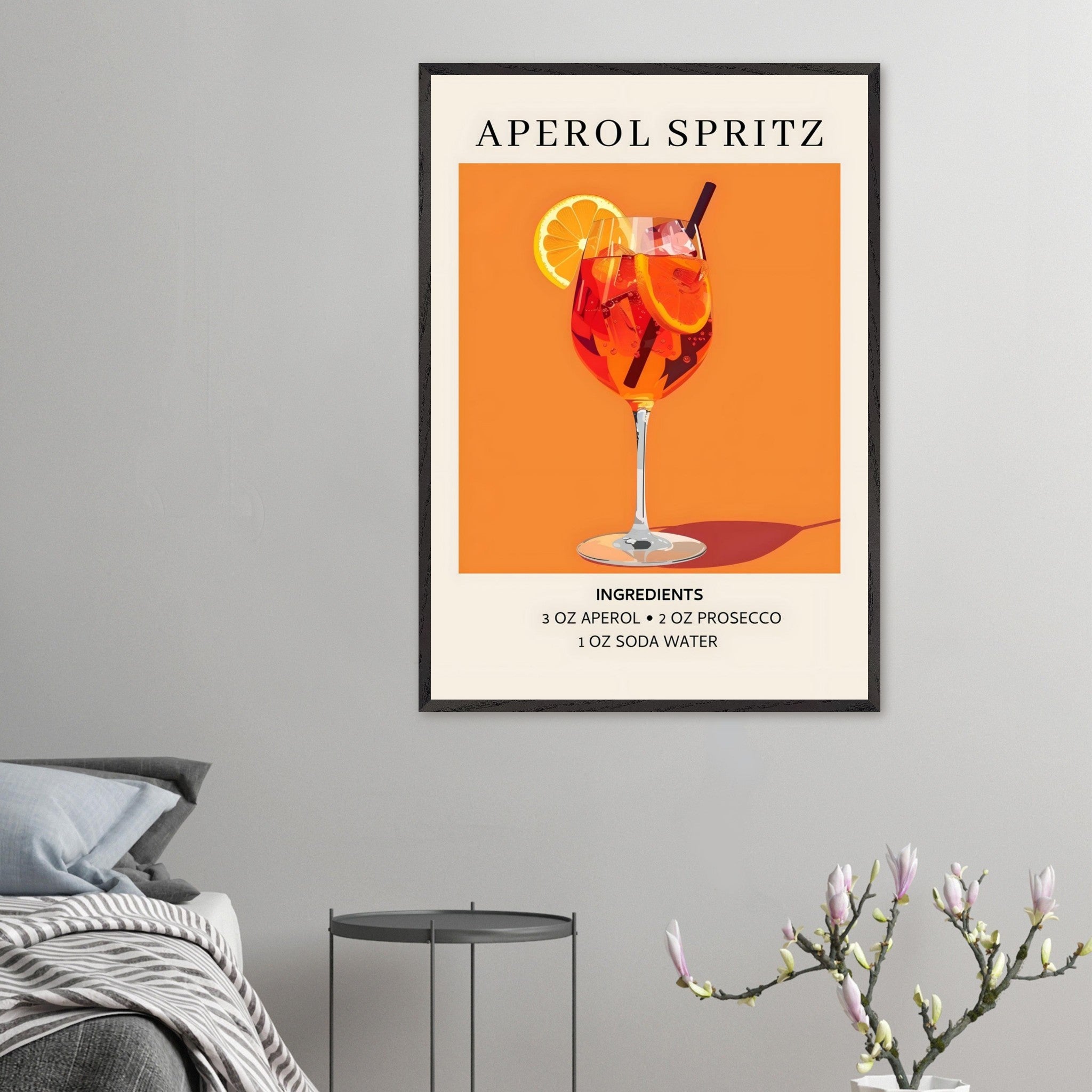 Artfulprints Poster Aperol Spritz - Ingrediënten  - 70x100 cm - Oranje