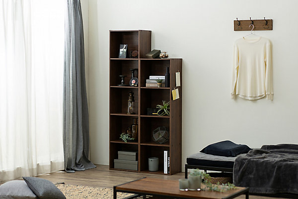 Iris Ohyama, Etagère de rangement en bois, 4 étages, CX-4FN, Marron, L42 x P29,7 x H136,6 cm