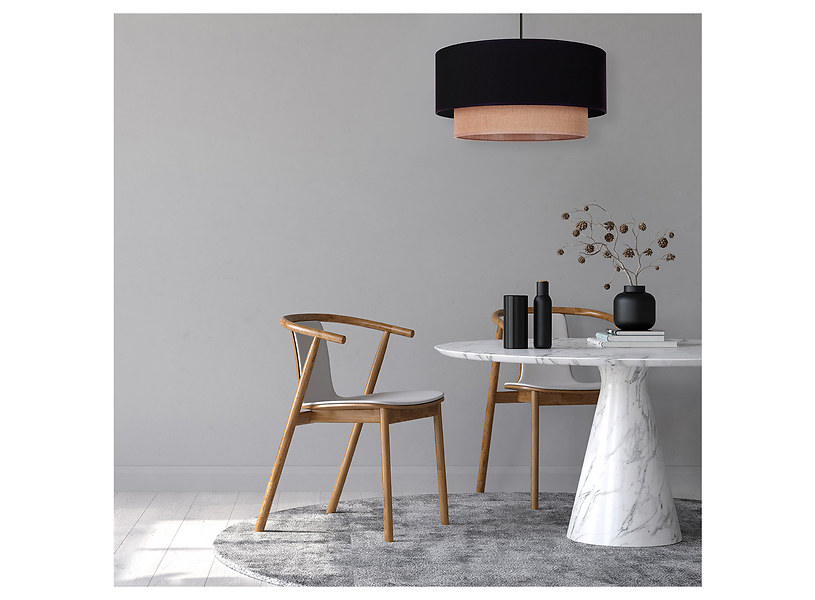 Lampa wisząca Boho tkaninowa czarno-beżowa