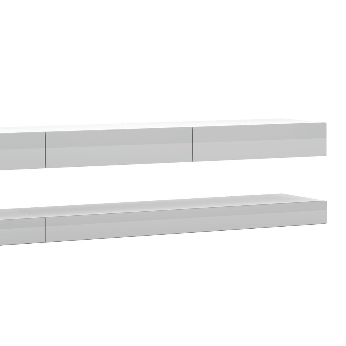 - Meuble tv mural 4 tiroirs 280 cm blanc et gris