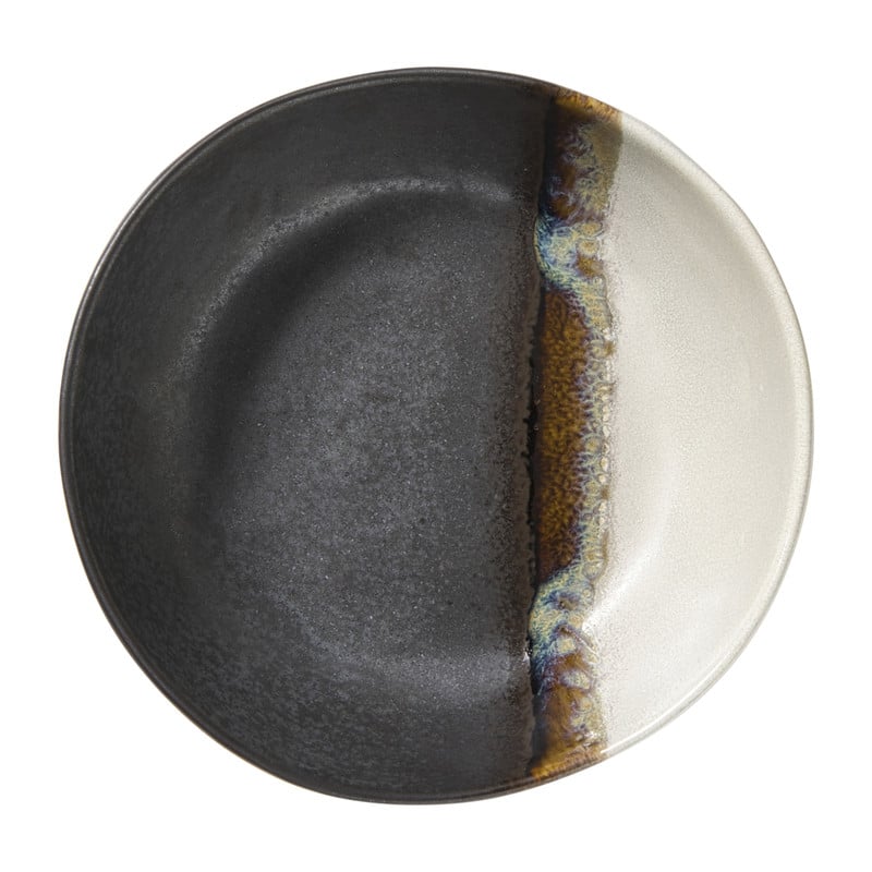 Diep bord cortado - beige/zwart - &Oslash;18x5.8 cm