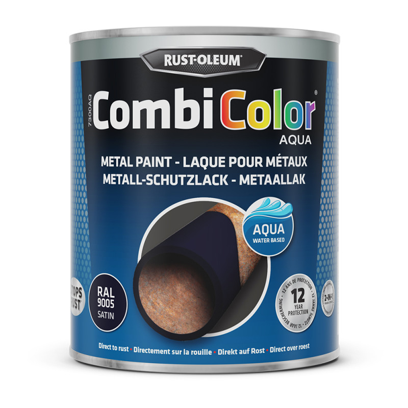 Laque Combicolor Aqua noir satiné 0,75 L RUST-OLEUM