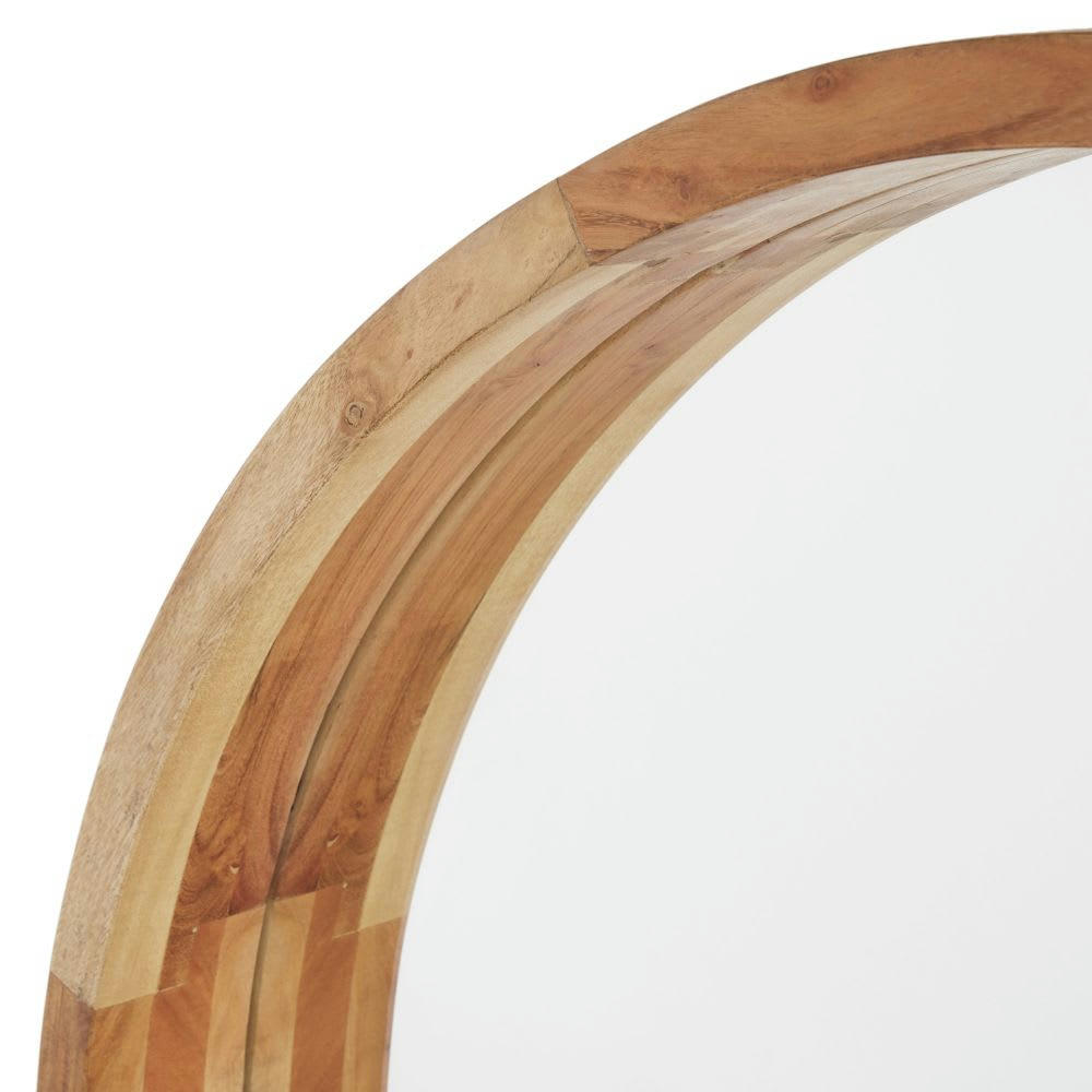 OLMO - Miroir rond en bois d'acacia marron D99