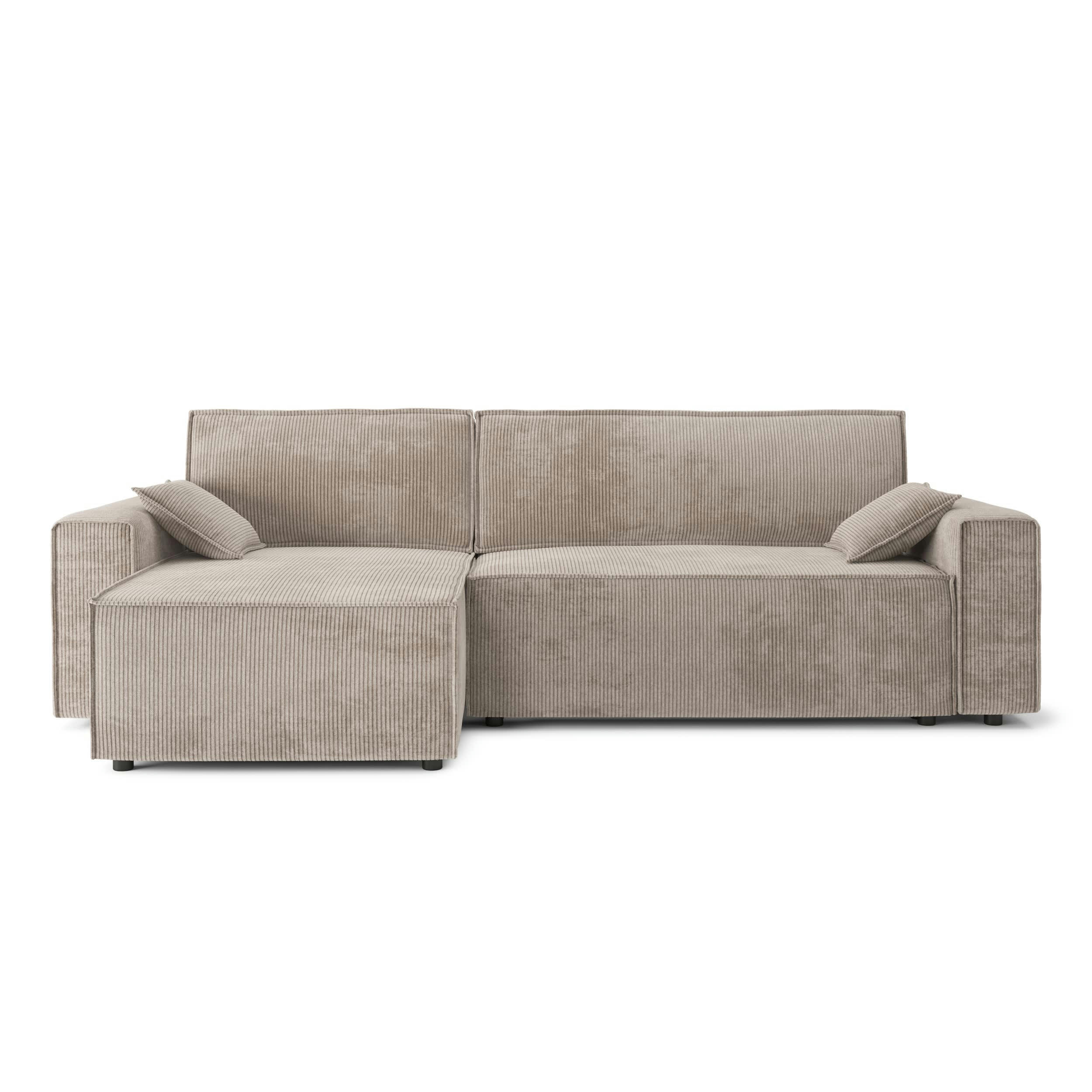 DURIF - Canapé d'angle convertible 4 places en velours côtelé grège