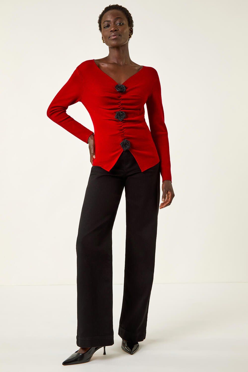 Roman Rose Front Knit Top