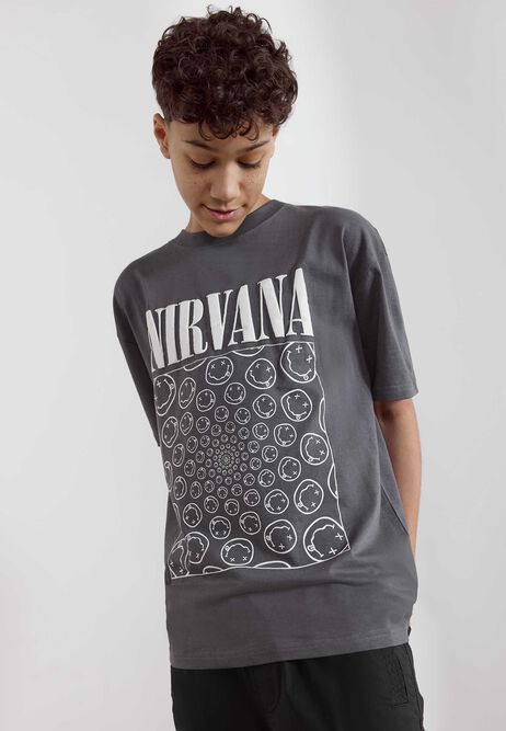 Older Boys Charcoal Nirvana Band T-Shirt