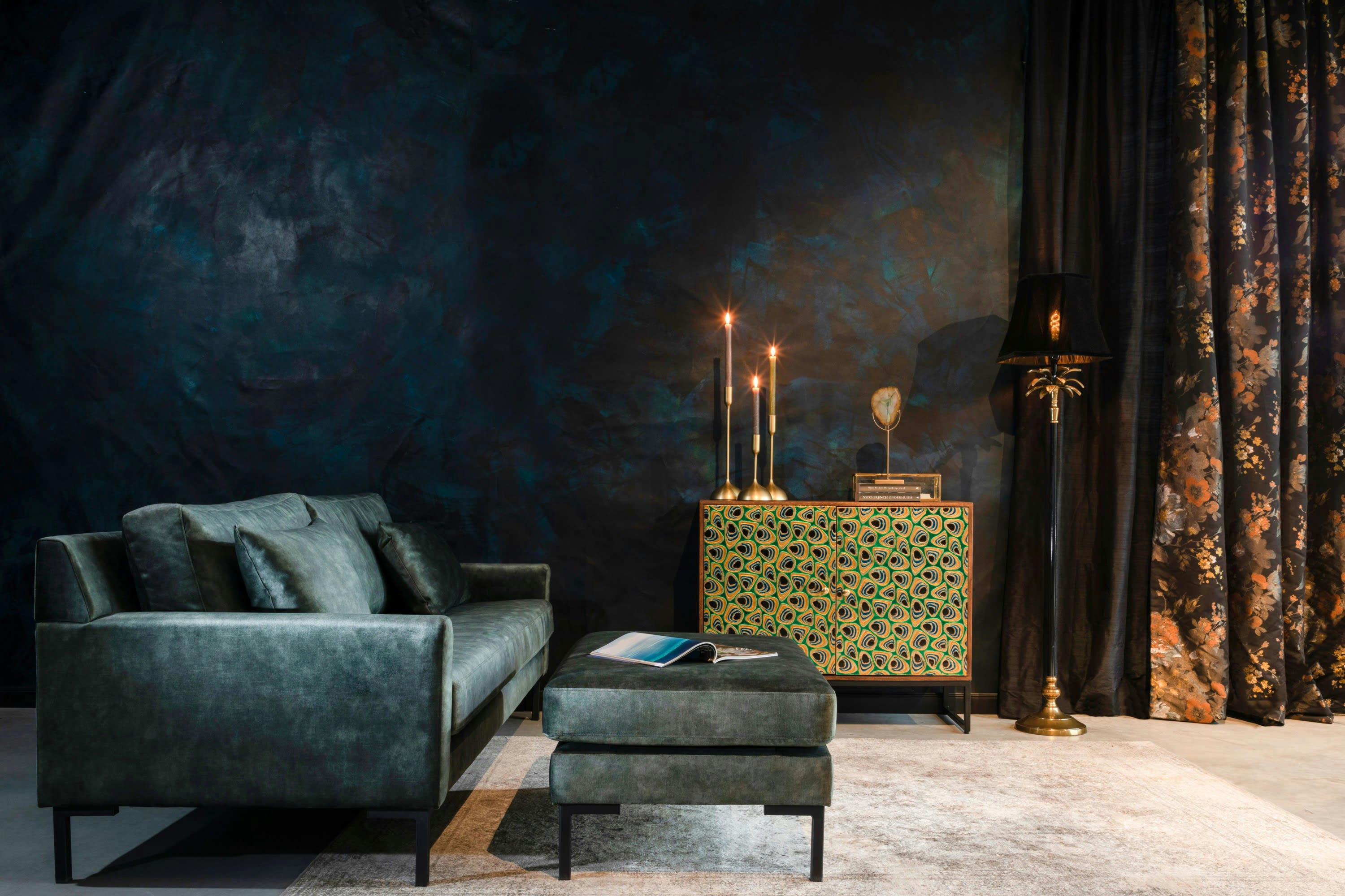 HOUDA - Repose pieds en tissu vert