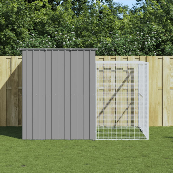 VidaXL buda dla psa Szary 214 x 253 x 181 cm Stal