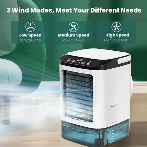 NNEOBA Portable Air Cooler Fan Dual Spray Ultrasonic Atomization