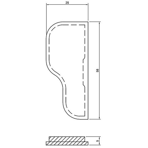 Bouchon gauche PVC RAL 7011 pour bandeau cabine sanitaire