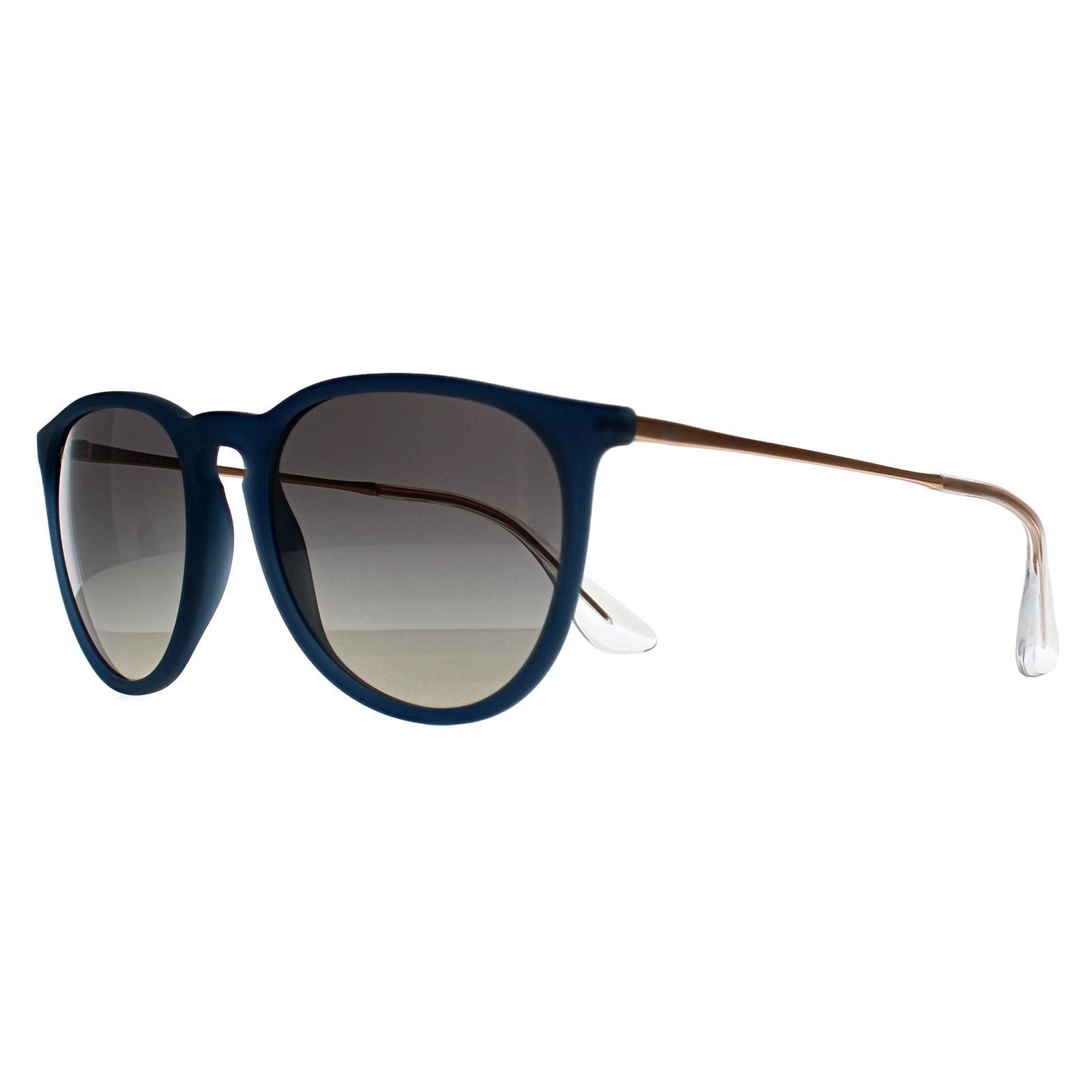 Ray-Ban Round Polished Rubber Blue Gradient Grey RB4171 Erika