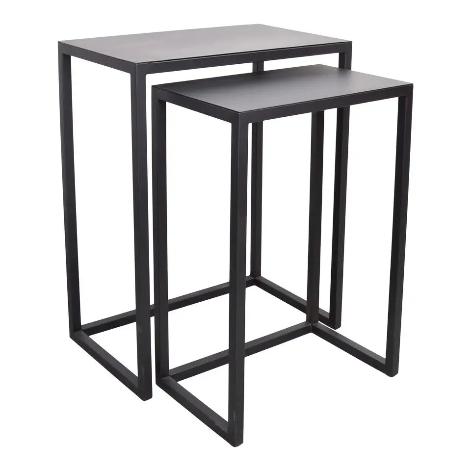 LOFT42 Brick set van 2 bijzettafels - Metaal - Zwart - 64x51x31