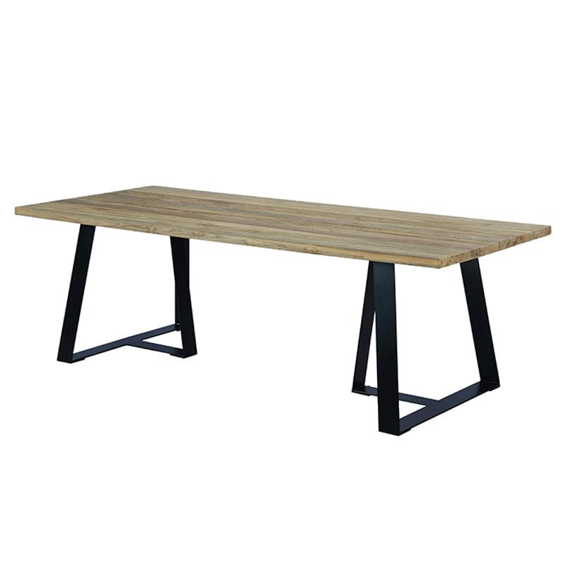 ORSAY - Table métal anthracite et teck recyclé 300 x 110 cm