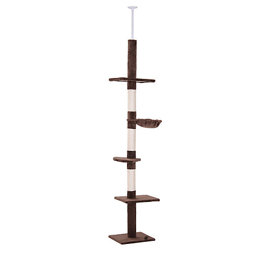 Arbre à chat plafond réglable 230-260 cm avec poteaux sisal stable marron 40 x 34 cm PawHut