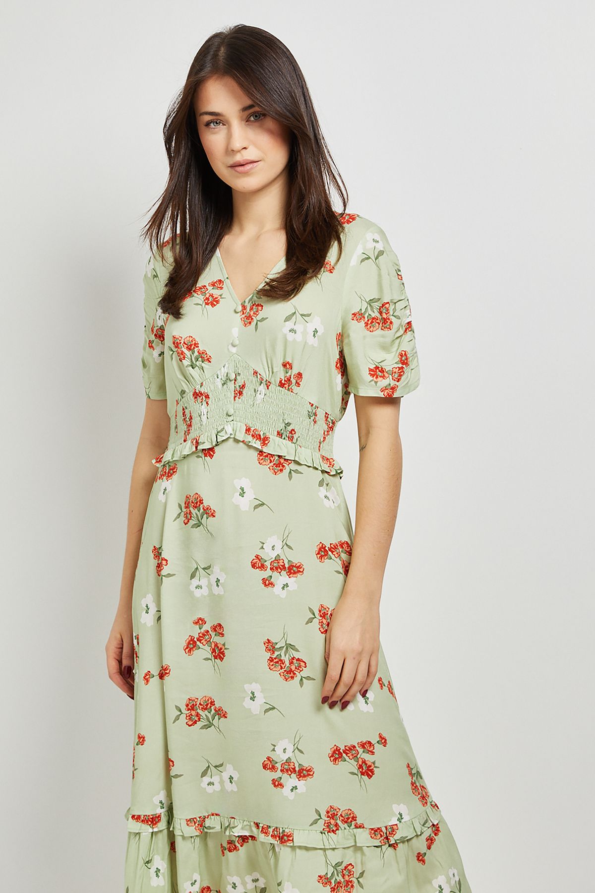 Dorothy Perkins Floral Shirred Empire Waist Midi Dress