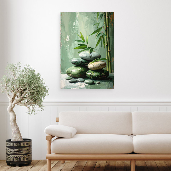 Obraz do salonu sypialni biura, Kamienie zen spa bambus imitacja 20x30