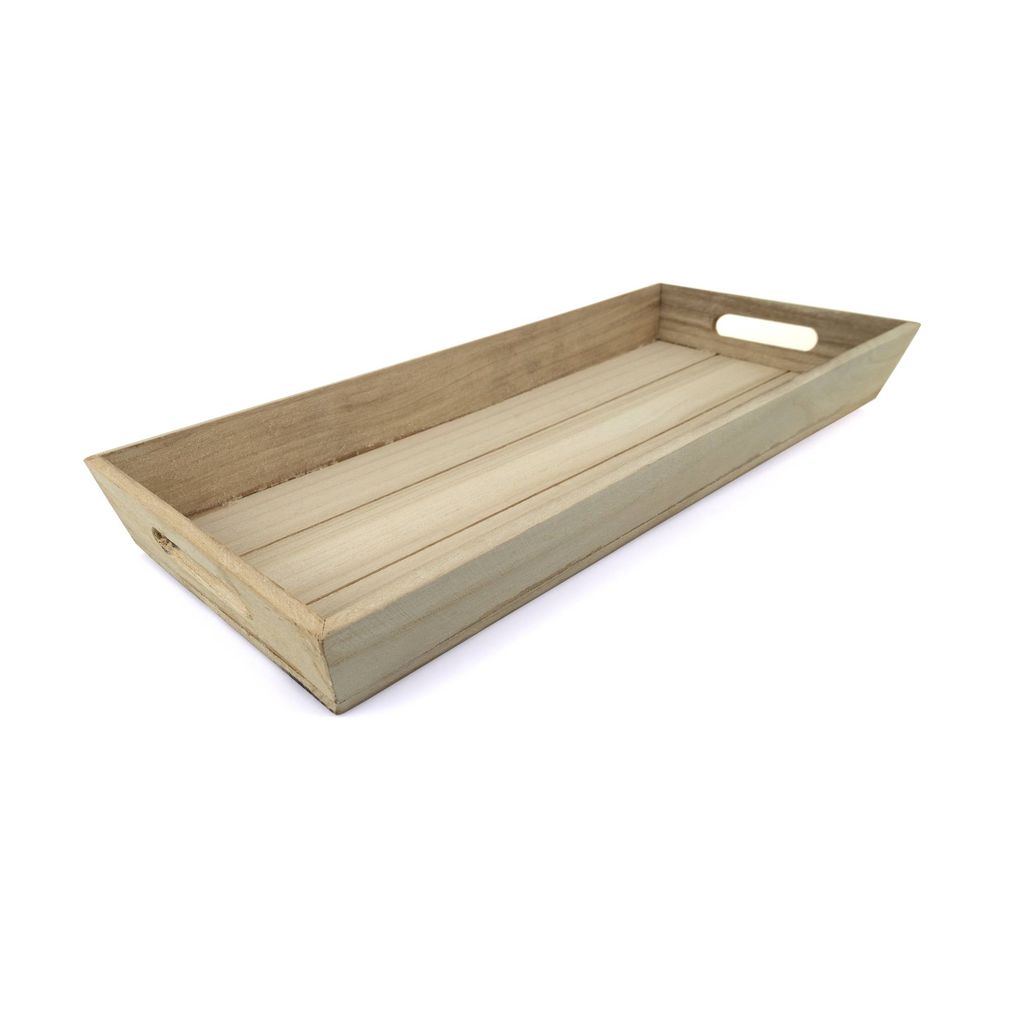 White Wash Wooden Tray 48cm x 20cm x 5cm
