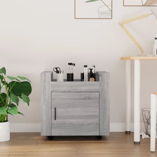 NNEVL Desk Trolley Grey Sonoma 60x45x60 cm Engineered Wood