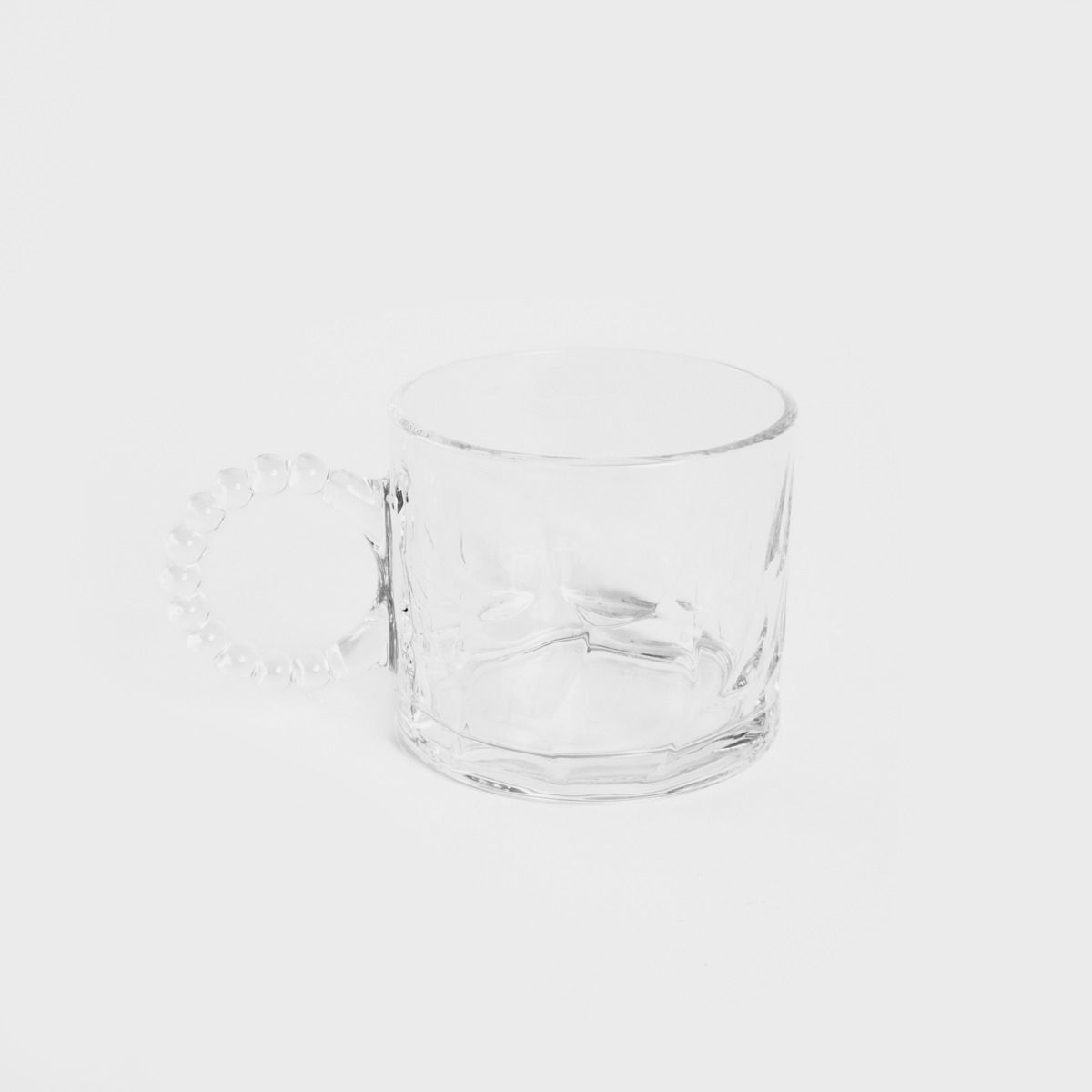 Filiżanka GLASSIC szklana młotkowana z koralikowym uchem 0,3 l