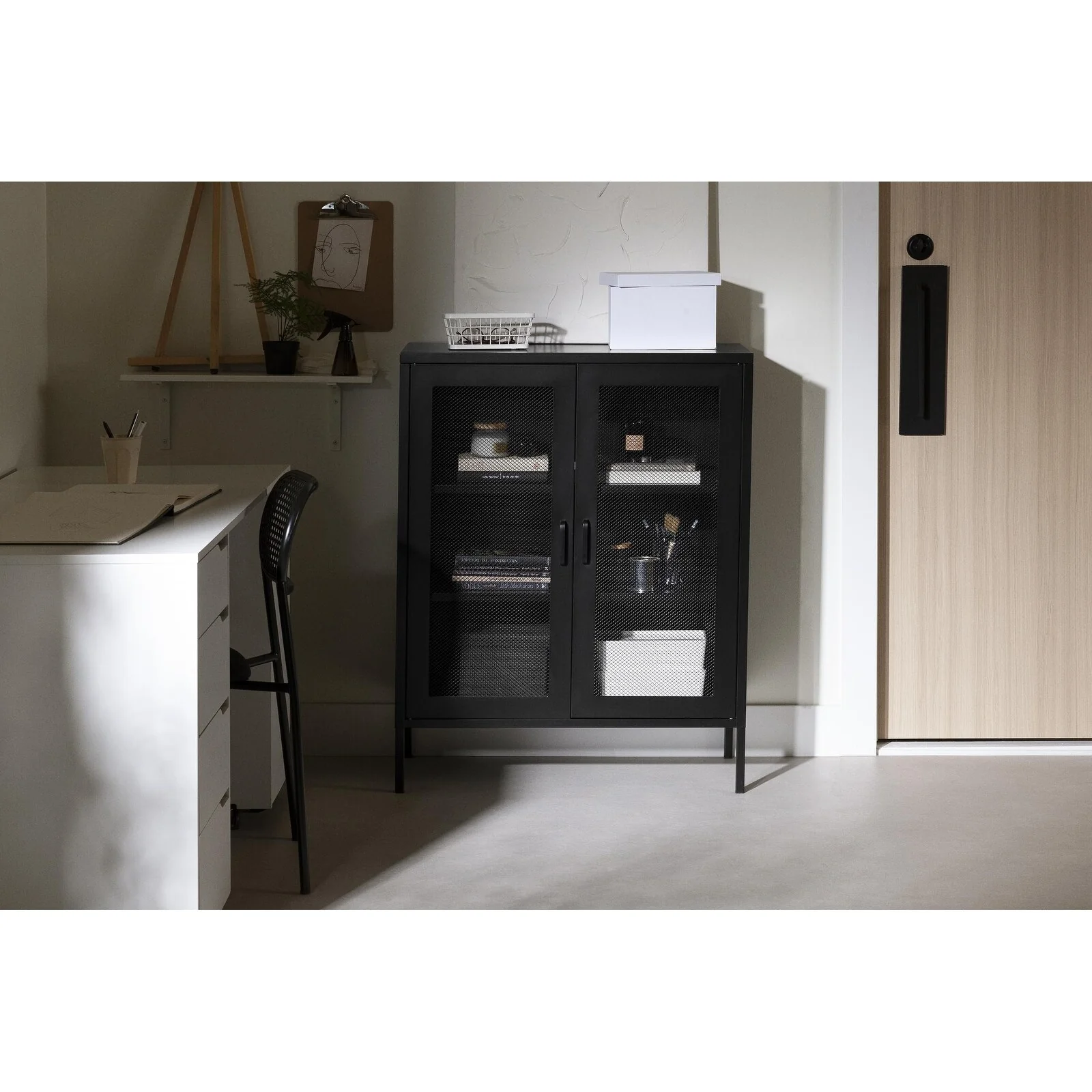 South Shore Crea Metal Mesh 2-Door Accent Cabinet - N/A