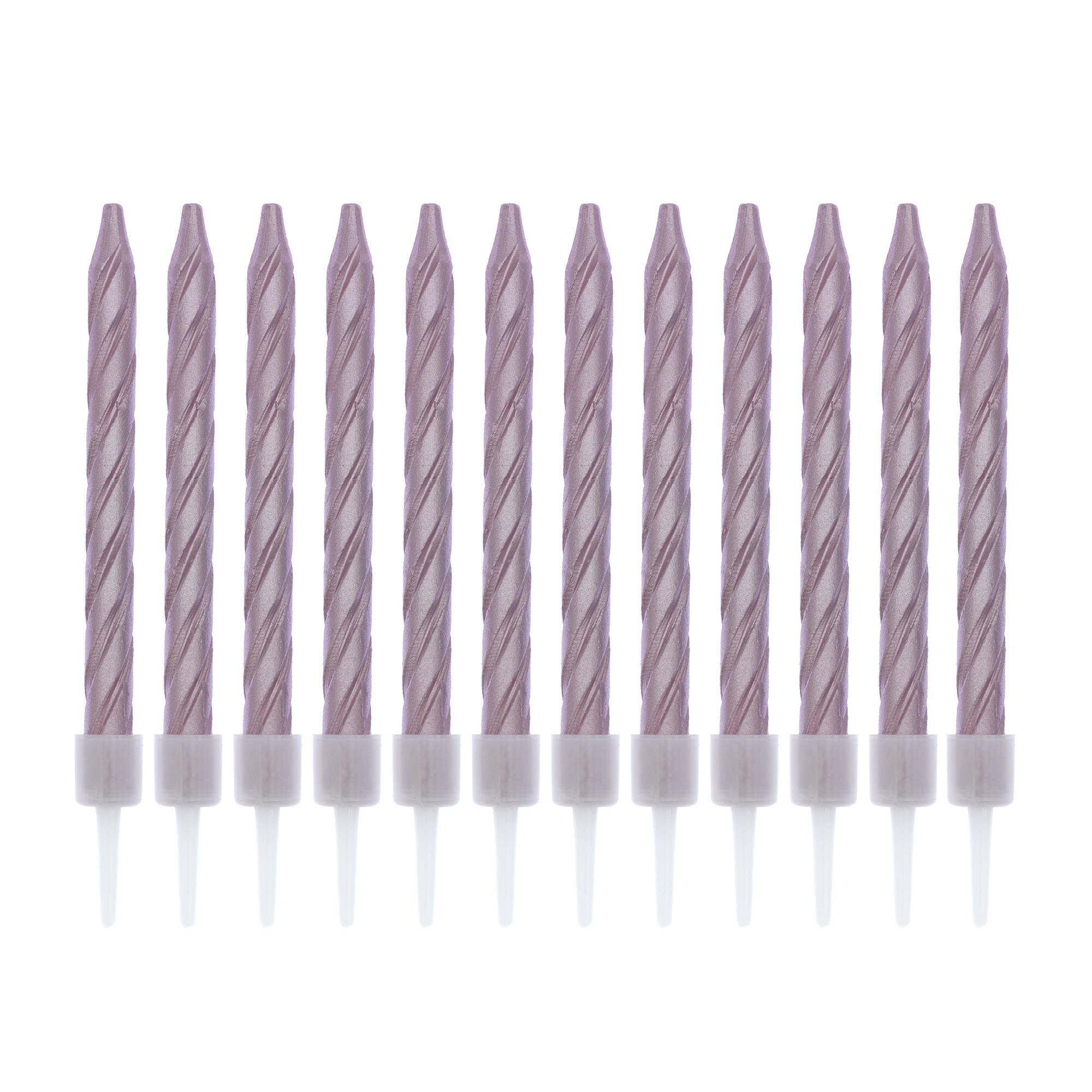 Pink Pearlescent Candles 12 Pack