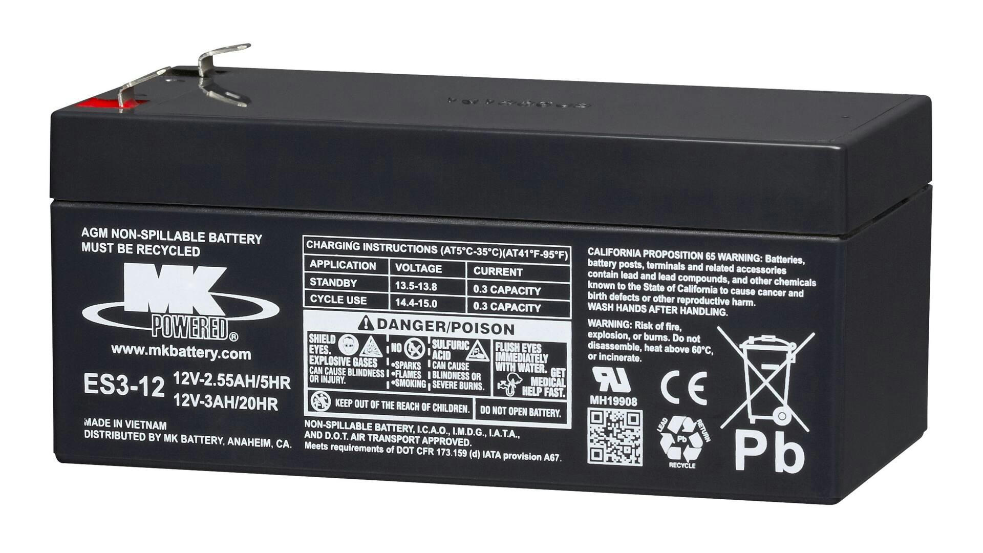 MK Battery 12-Volt 3 Ah SLA Battery