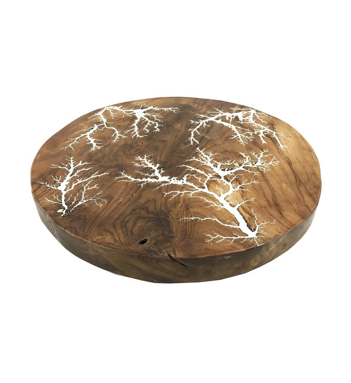 - Tableau mural en bois marron et blanc diamètre 50 cm