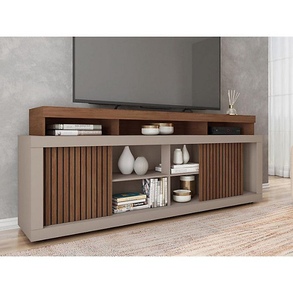 Meuble TV - AEGON - 70 Pouces - Imitation Wengé - 2 Portes Coulissantes - 180 cm