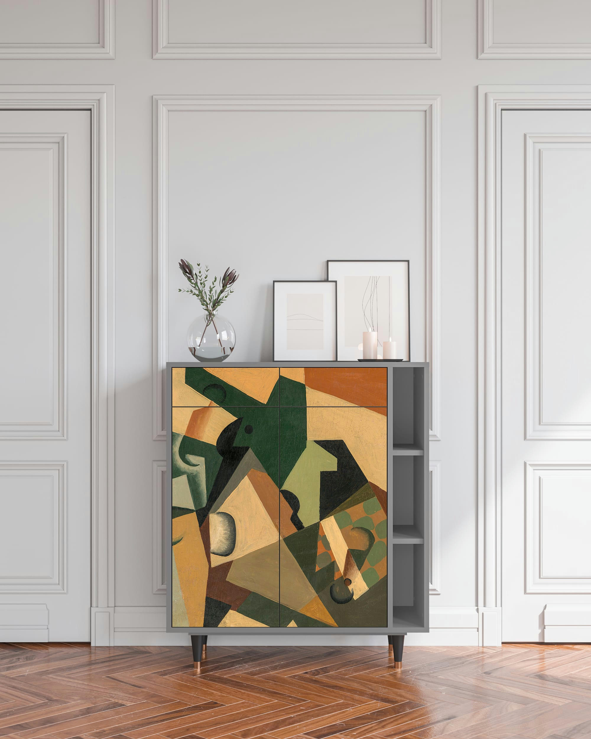 GLASS AND CHECKERBOARD BY JUAN GRIS - Buffet  multicolore 2 tiroirs et 2 portes L 94 cm