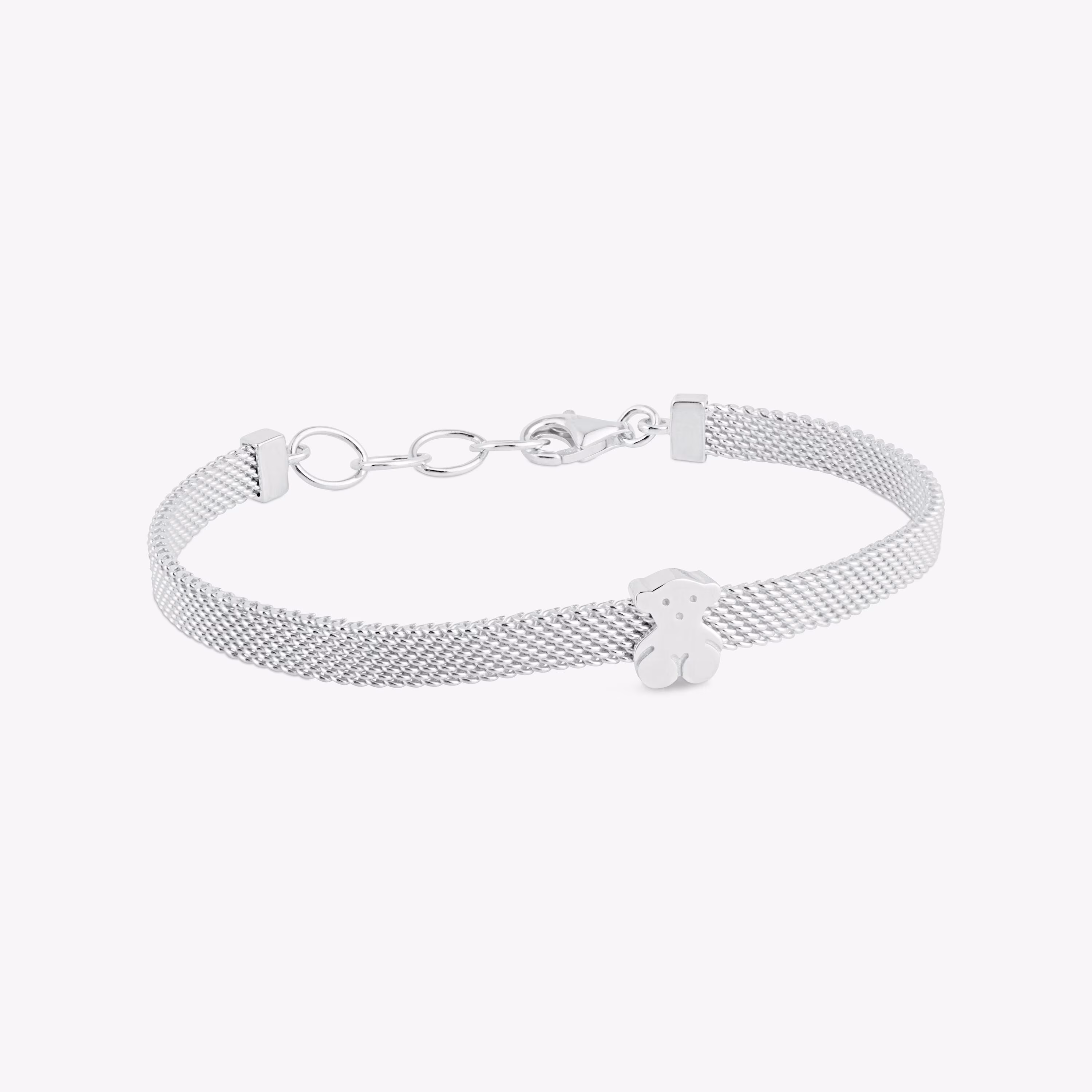 Pulsera oso de plata Mesh