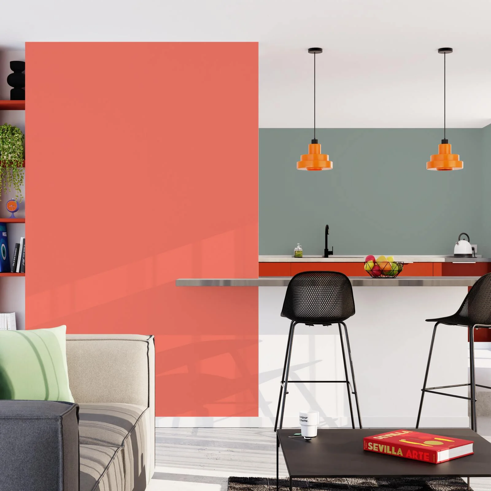 4MURS Papier peint intissé OPAL coloris corail