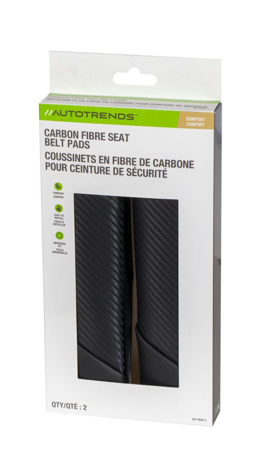 AutoTrends Carbon Fibre Seat Belt Pad, 2-pk