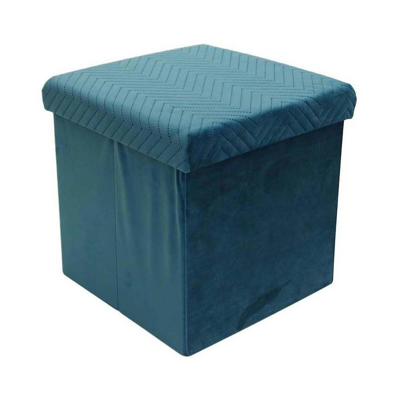 MELI - Coffre pouf pliable bleu