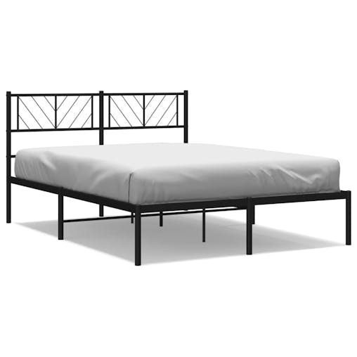 NNEVL Metal Bed Frame with Headboard Black 150x200 cm