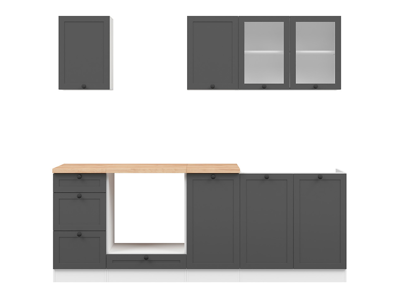 Komplet kuchenny Junona Line 220 cm grafitowy z blatem