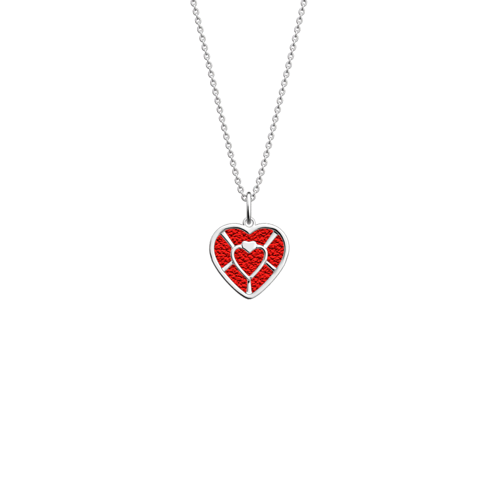 Collier Cœur, cuir réversible Glamour / Rouge Passion