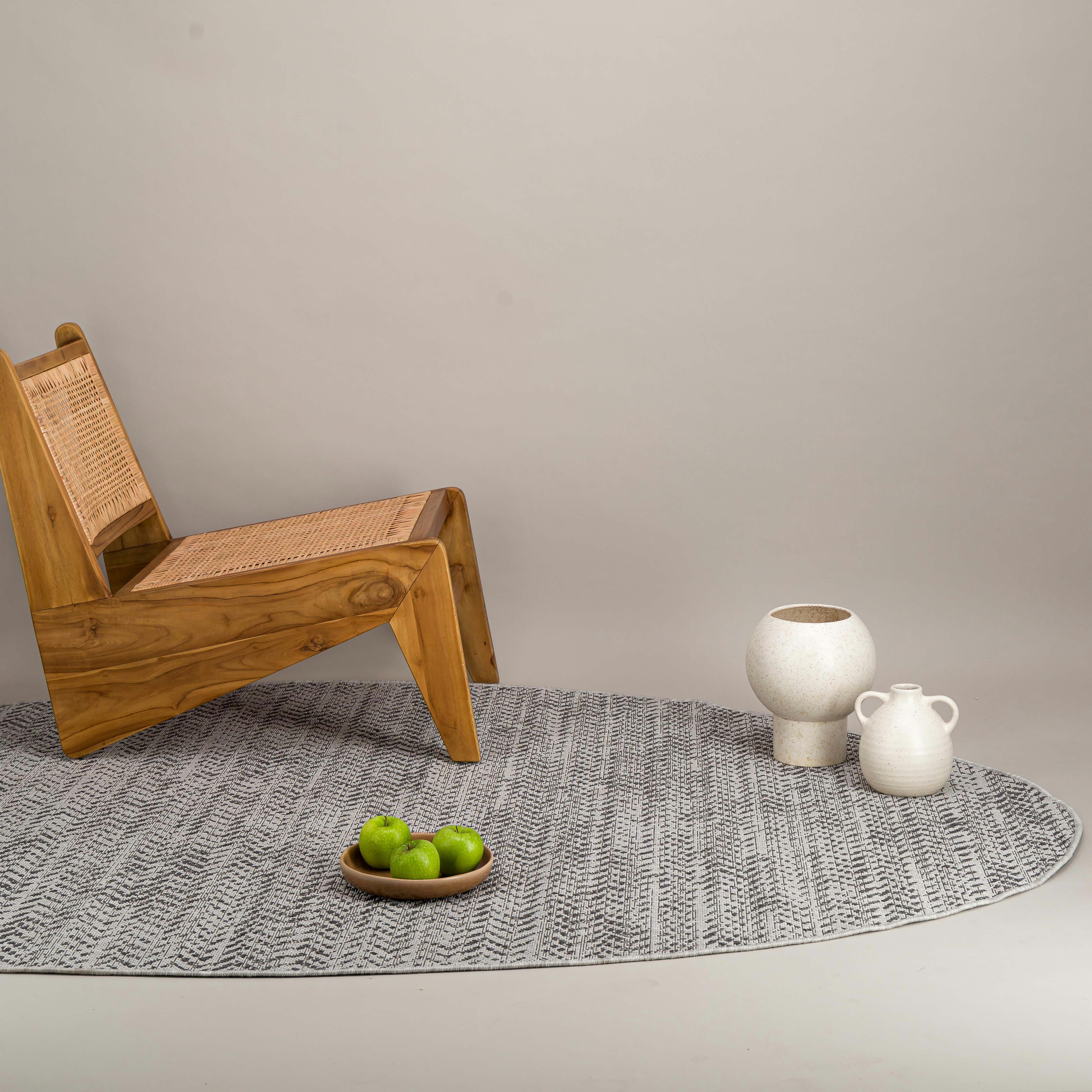 PEBBLE - Tapis intérieur et extérieur style scandinave forme galet gris 190x290