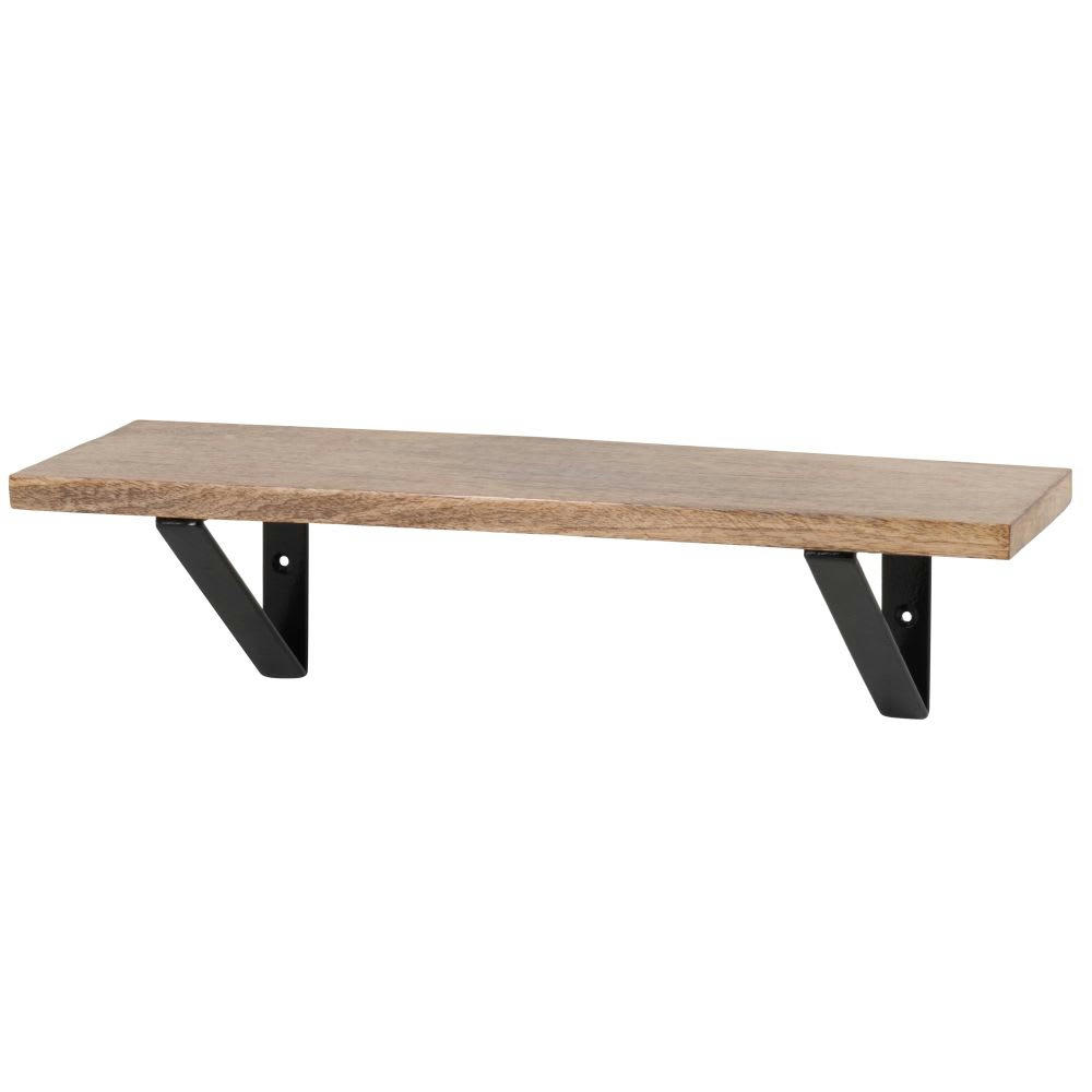 PAOLANA - Etagère murale en bois de manguier et métal noir