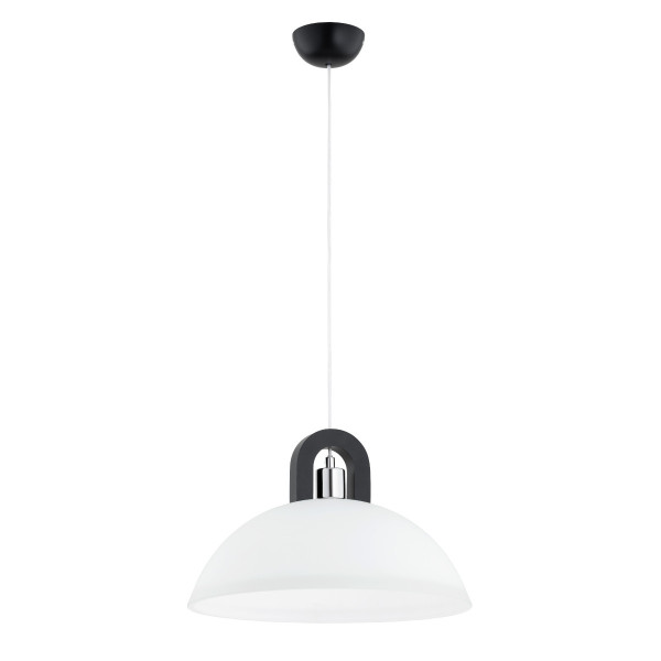 Lampa wisząca ciemne drewno-biała-chromowana MIGOT 1xE27x15W Alfa