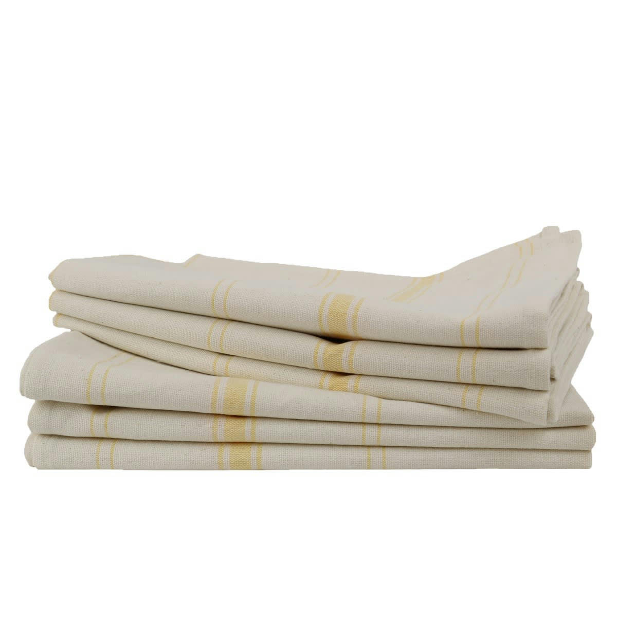 BRASSERIE - Lot 6 torchons en lin jaune