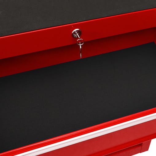 NNEVL Tool Trolley with 15 Drawers Steel Red