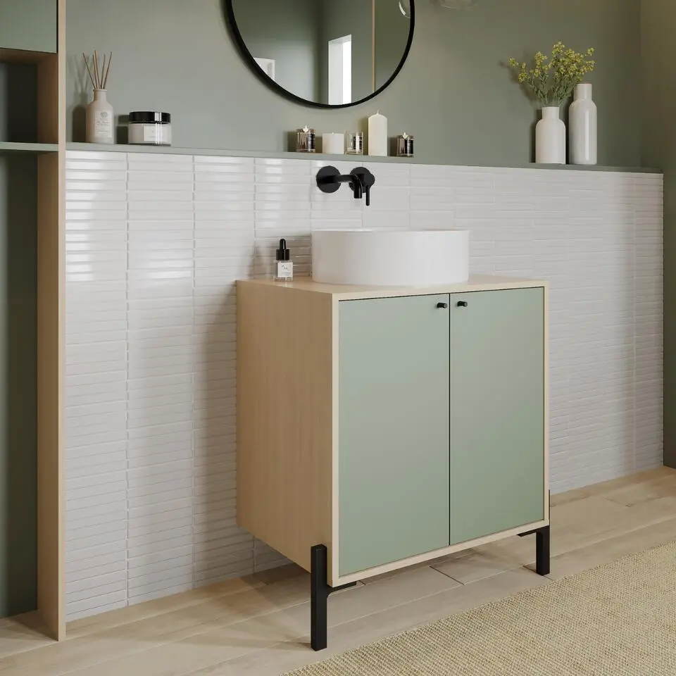 CALICOSY - ELISA Wastafelonderkast - Groen - 49,8x69,2x77,5 cm
