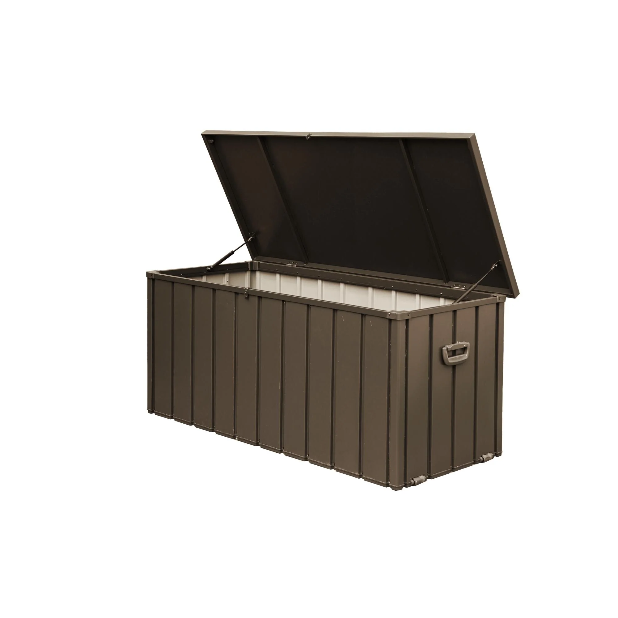 Heavy Duty Galvanized Steel Outdoor Storage Box with Lockable Lid and Mobility Rollers for Patio Deck and Garden