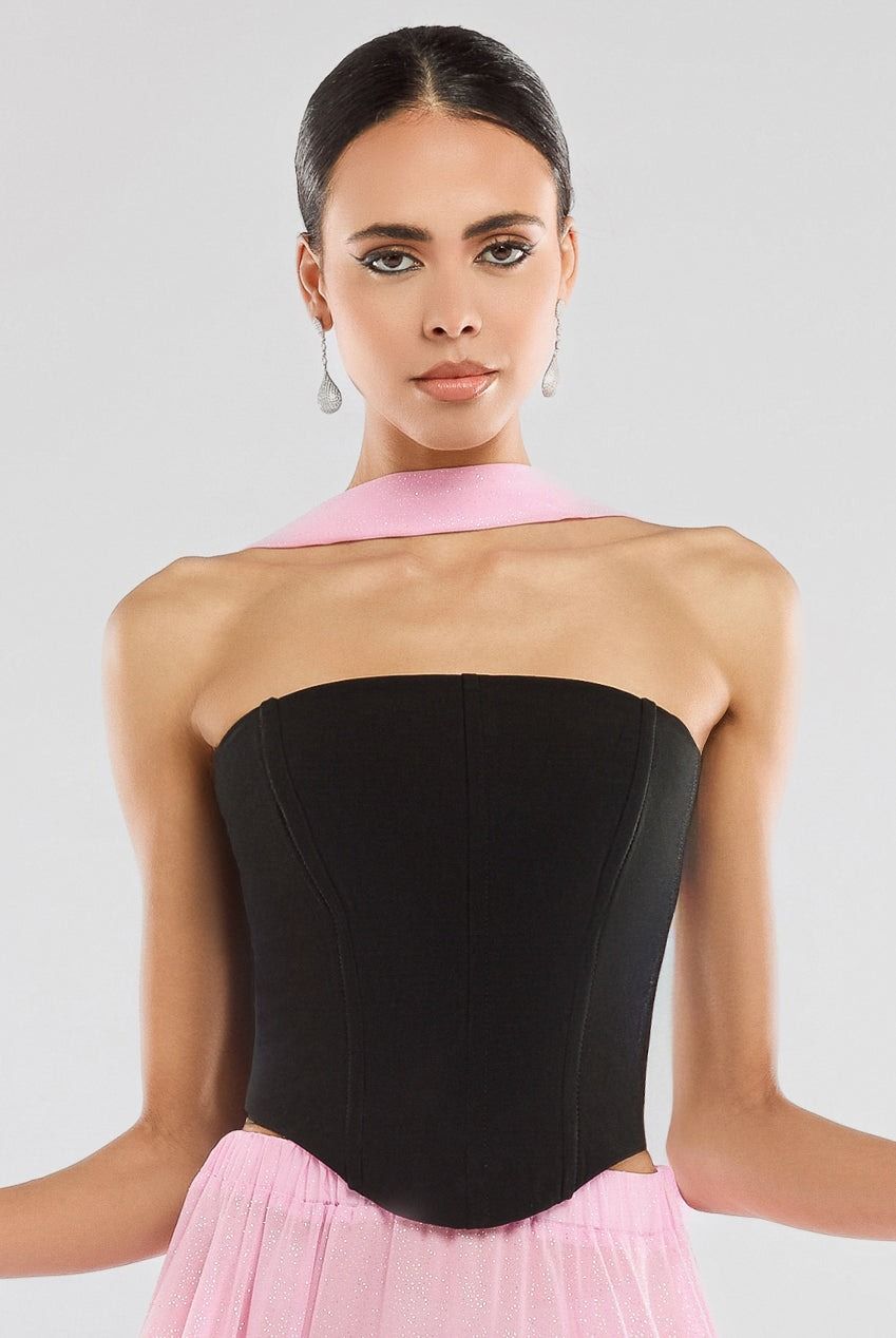 Goddiva Compact Crepe Lace Up Corset