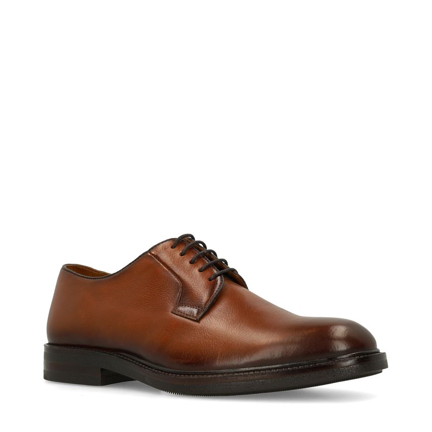 Manfield Cognac leren veterschoenen