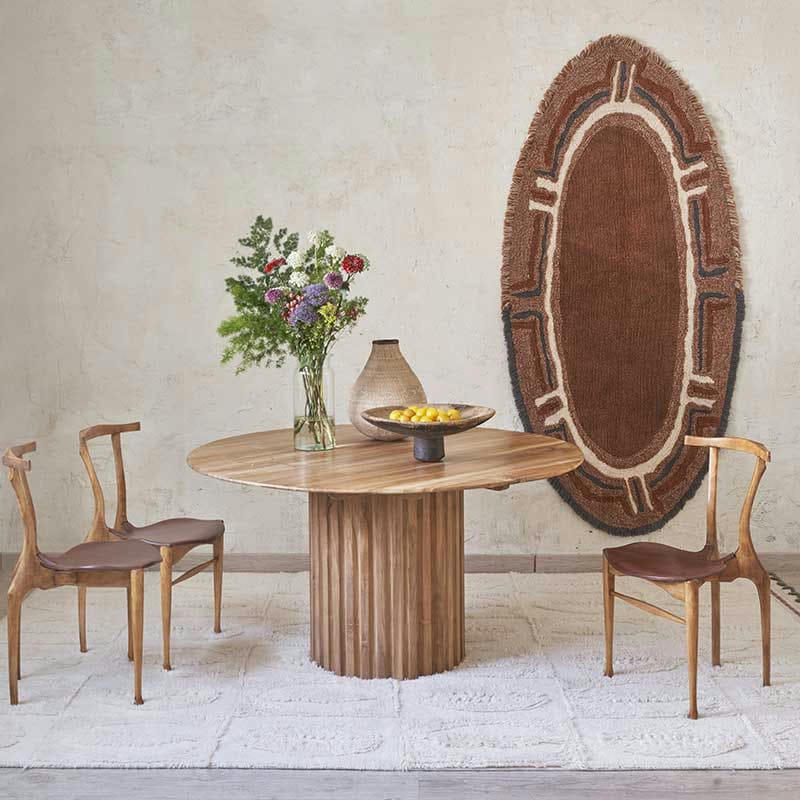 AFRICA - Tapis lavable en laine beige 120x80