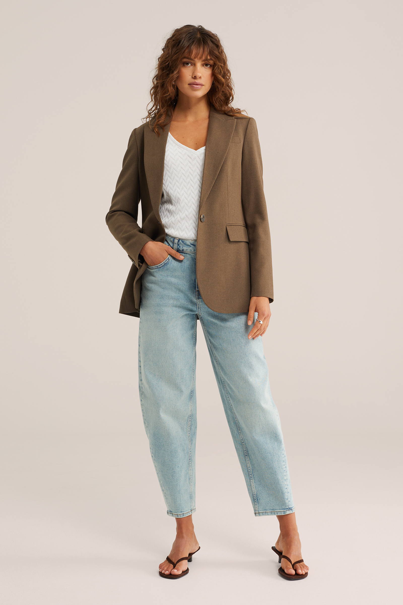 Dames jersey singlet met opengewerkt structuur