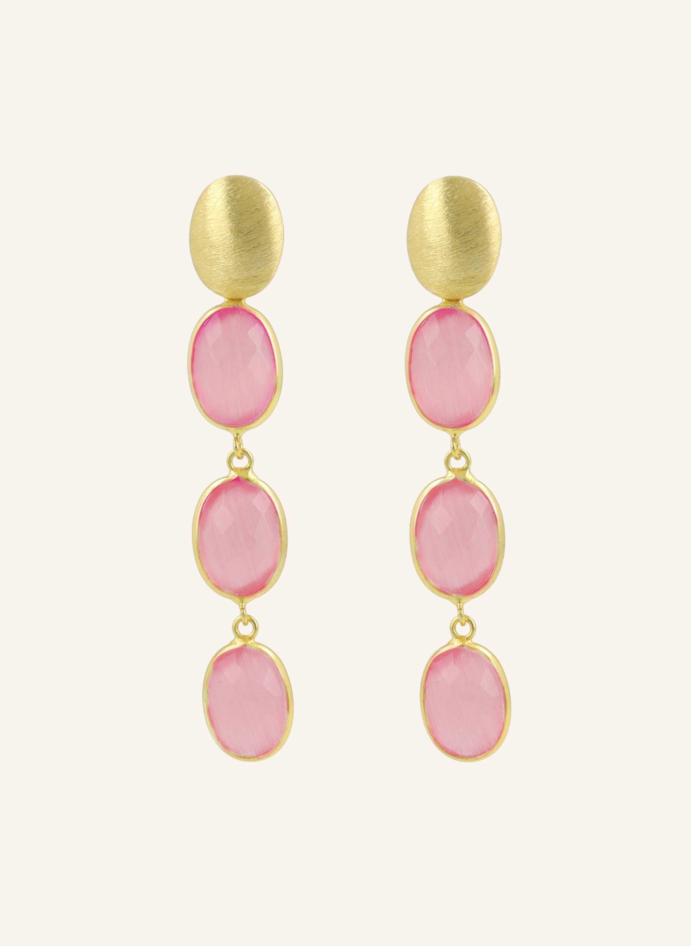 LOTT.gioielli Ohrhänger APRIL CE QU THREE FRAMED STONES SUNSET PINK by GLAMBOU
