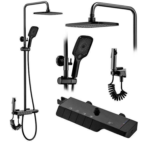 Kit De Douche Avec Thermostat Rea Rob Black