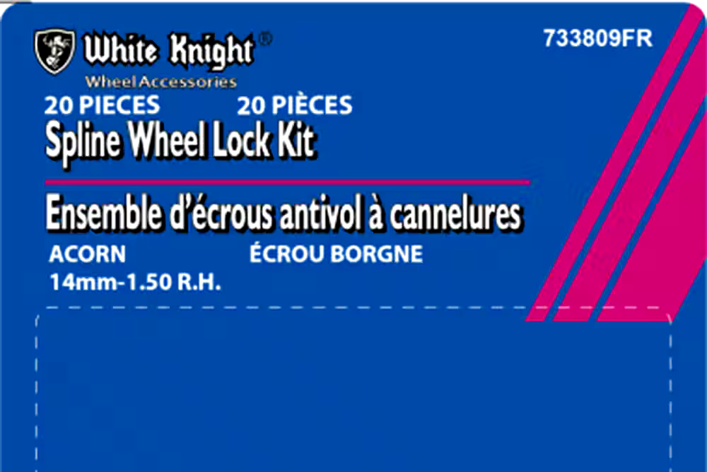 White Knight 733809FR Short Spline Lug Nuts, Chrome, 20-pk